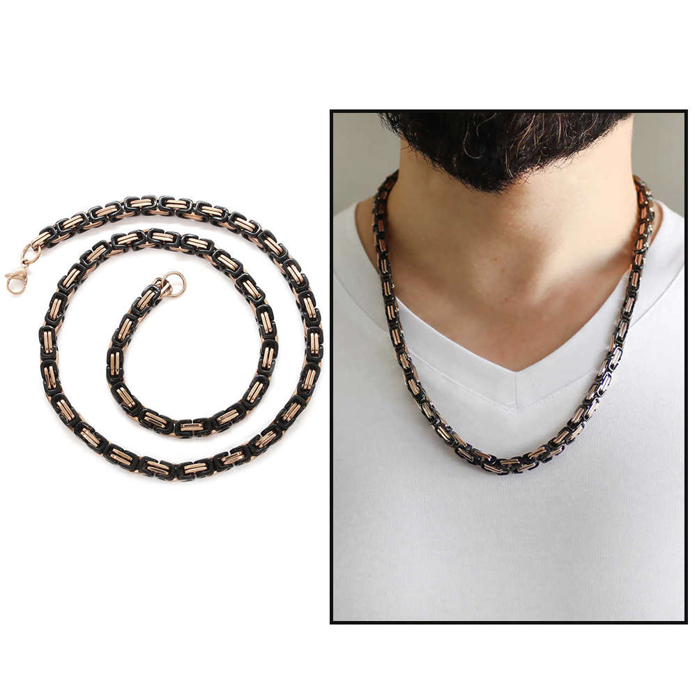 Black-Rose Renk Ekstra Kalın Model 60 cm 317L Çelik Kral Zincir Kolye - 1
