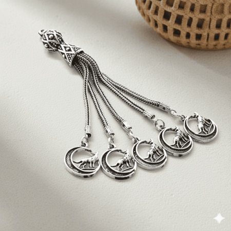 Bozkurt Tasarım 5 li Kamçı 925 Ayar Gümüş Püskül - Tesbihane