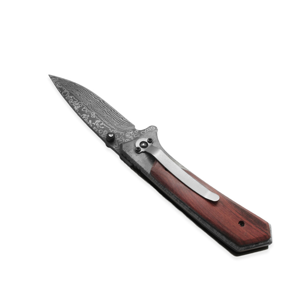Browning Gül Ağacı Kabzalı Damascus Model Kişiye Özel İsim Yazılı 9Cr18MoV Kalite Paslanmaz Çelik Avcı ve Kamp Bıçağı - 3