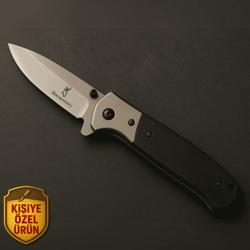 Browning Metal Polimer Saplı İsme Özel Yazılı 9Cr18MoV Kalite Paslanmaz Çelik Avcı ve Kamp Bıçağı - 2