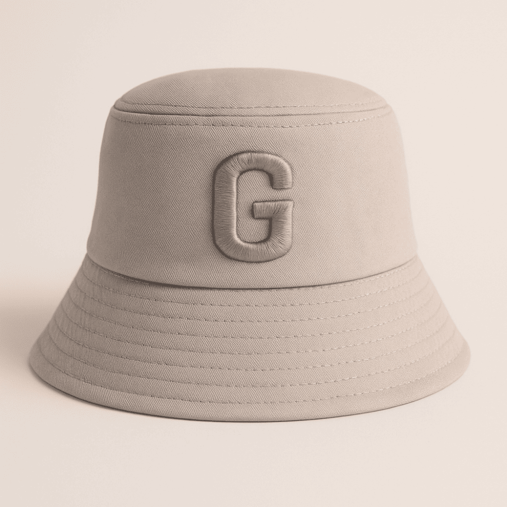 Kişiye Özel Harf Nakışlı Unisex Kahverengi Bucket Şapka - 2
