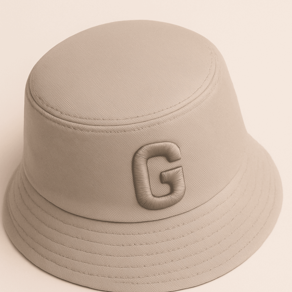 Kişiye Özel Harf Nakışlı Unisex Kahverengi Bucket Şapka - 3