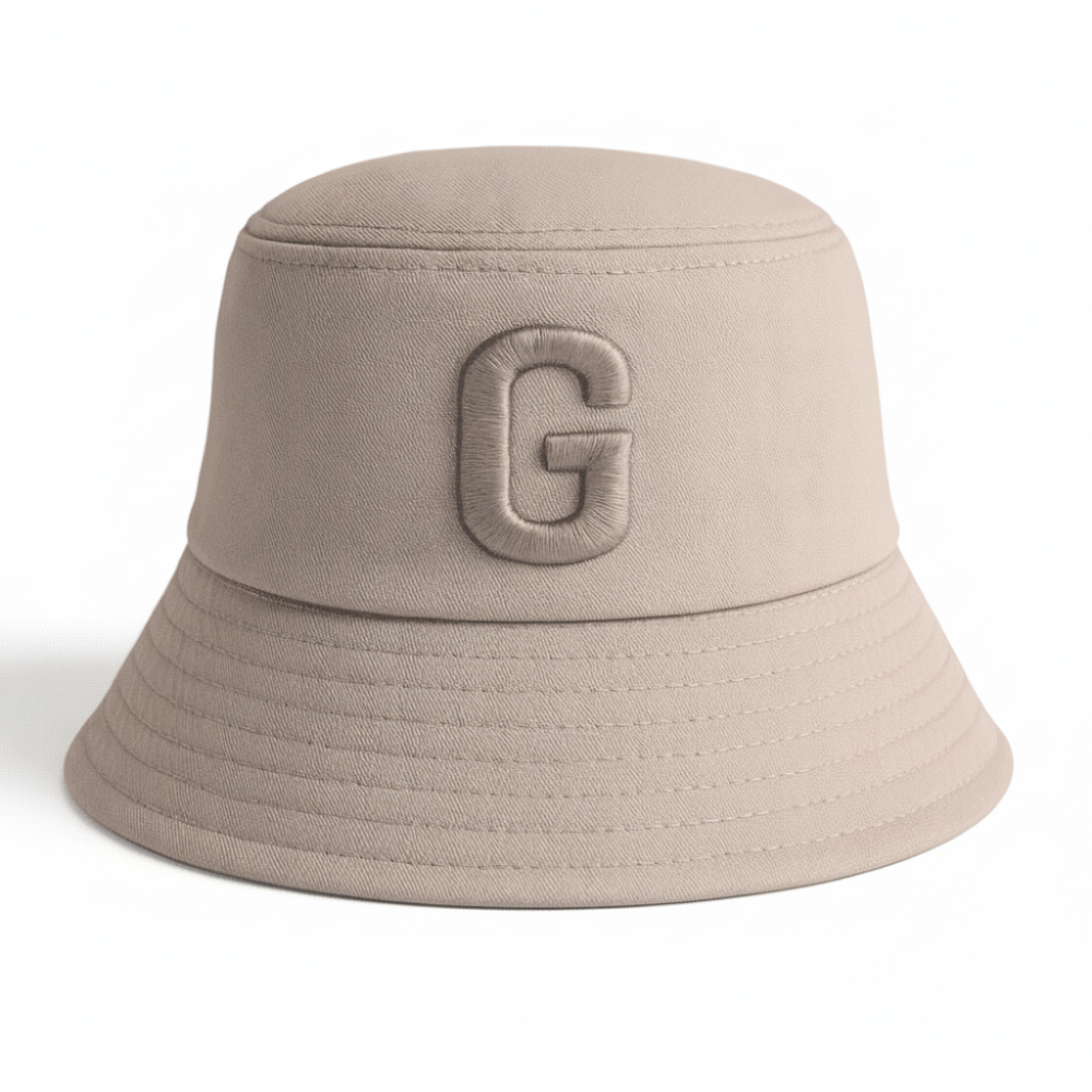 İsme Özel Harf Nakışlı Unisex Kahverengi Bucket Şapka - 5