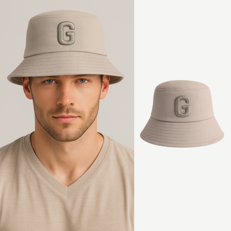 İsme Özel Harf Nakışlı Unisex Kahverengi Bucket Şapka - Tesbihane