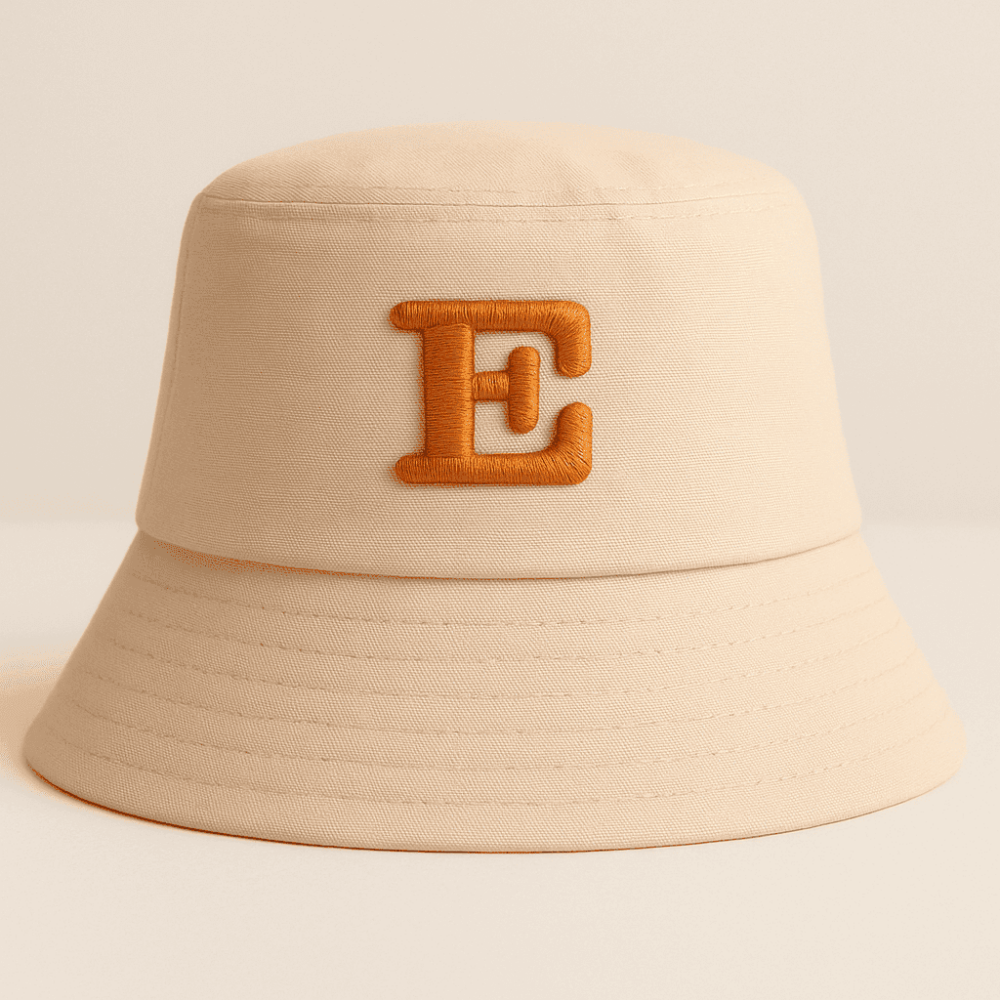 Kişiye Özel Harf Nakışlı Unisex Krem Bucket Şapka - 2