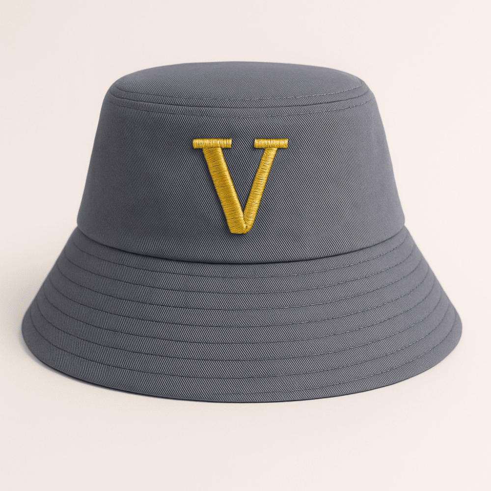 Kişiye Özel Harf Nakışlı Unisex Mavi Bucket Şapka - 2