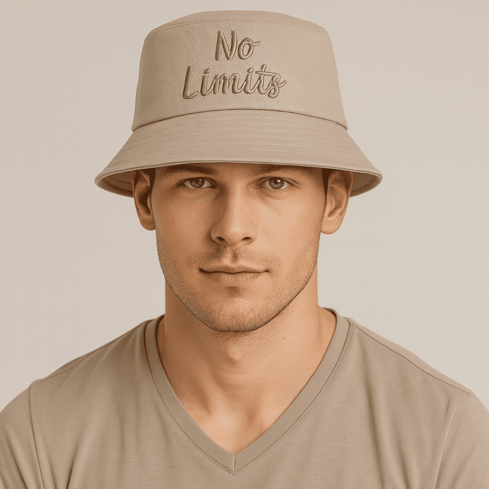 Kişiye Özel İsim Nakışlı Unisex Kahverengi Bucket Şapka - 1
