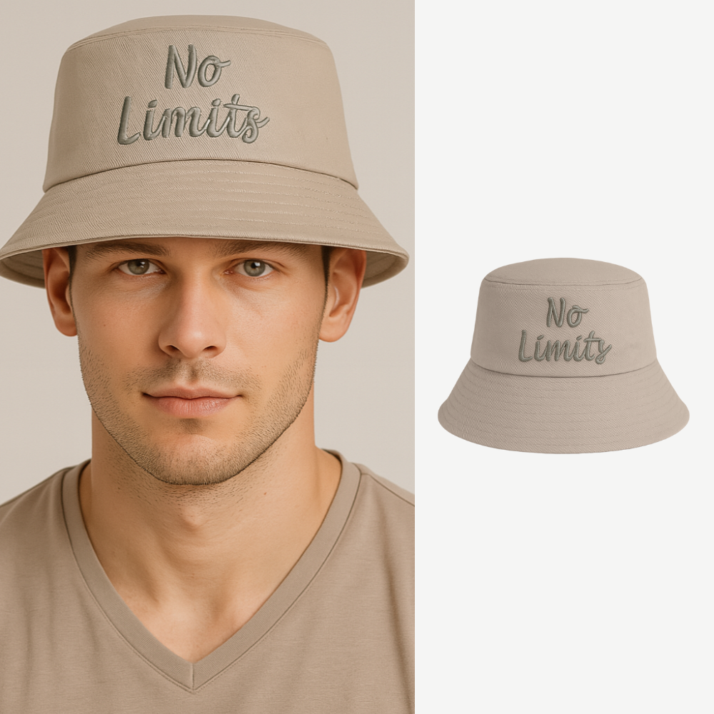 İsme Özel Nakışlı Unisex Kahverengi Bucket Şapka - 1