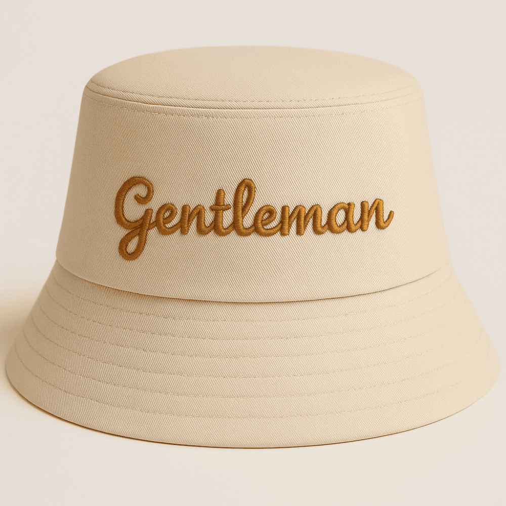 İsme Özel Nakışlı Unisex Krem Bucket Şapka - 2