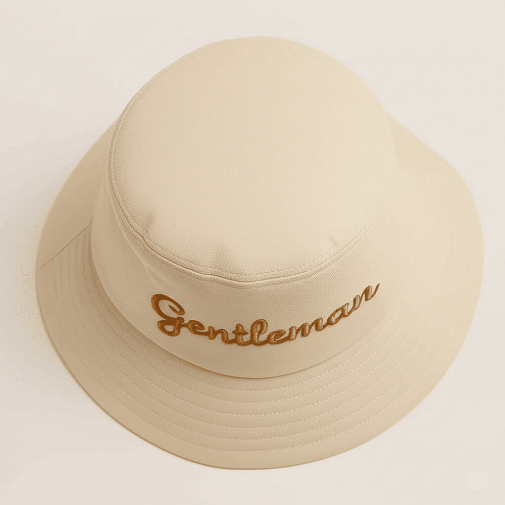 İsme Özel Nakışlı Unisex Krem Bucket Şapka - 3