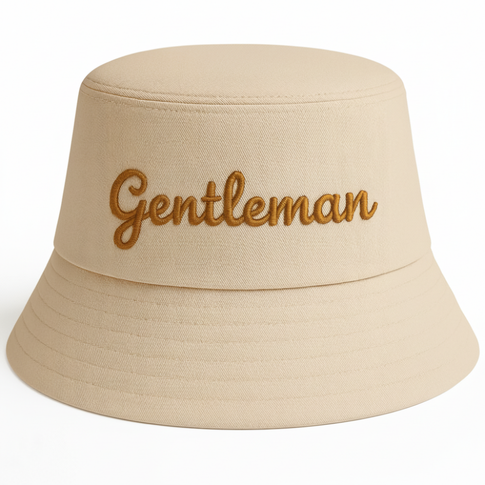 İsme Özel Nakışlı Unisex Krem Bucket Şapka - 5