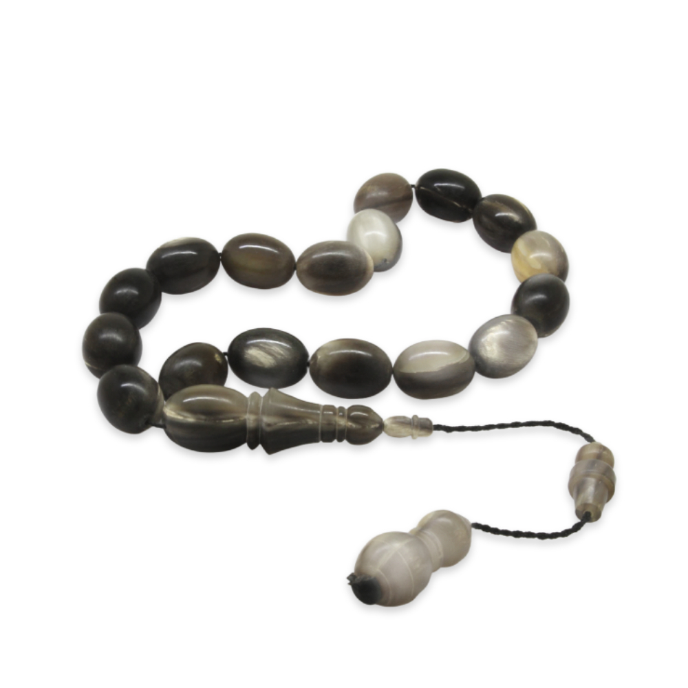 Bufalo Boynuzu Efe Tesbih - Siyah Beyaz Renk - Sistemli - Arpa Kesim - 4