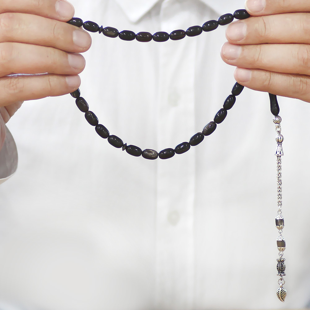 Bufalo Boynuzu Tesbih - Kararmaz Metal Arnavut Püsküllü - Koyu Renk - Kapsül Kesim - 3