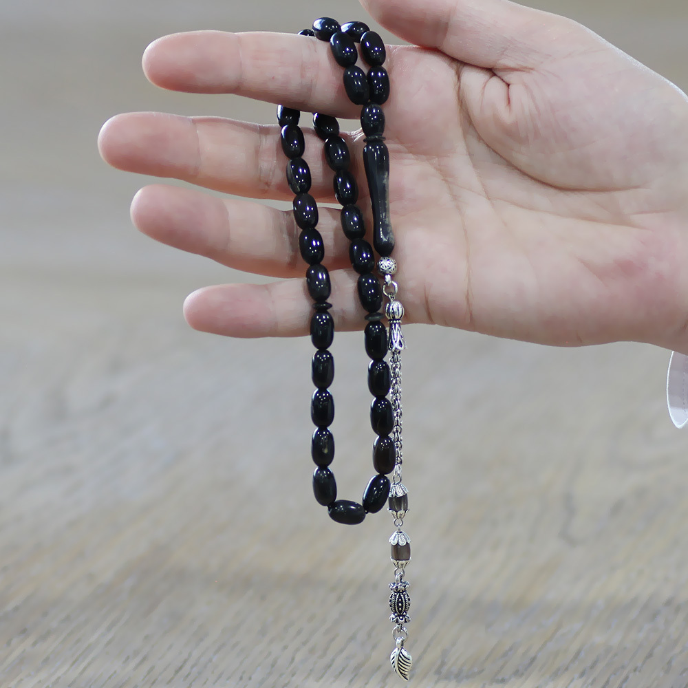 Bufalo Boynuzu Tesbih - Kararmaz Metal Arnavut Püsküllü - Koyu Renk - Kapsül Kesim - 2