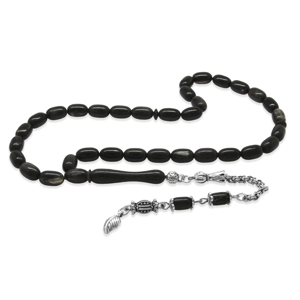 Bufalo Boynuzu Tesbih - Kararmaz Metal Arnavut Püsküllü - Siyah Renk - Kapsül Kesim - 4