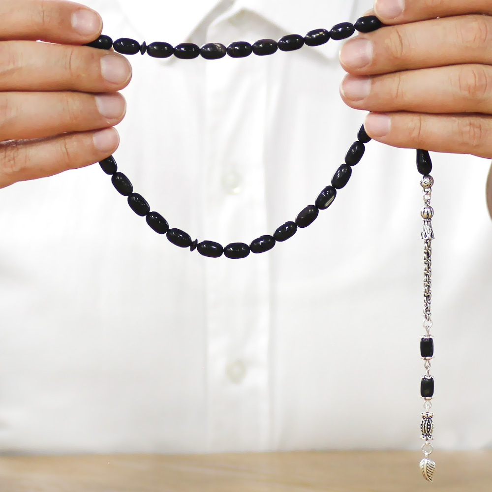 Bufalo Boynuzu Tesbih - Kararmaz Metal Arnavut Püsküllü - Siyah Renk - Kapsül Kesim - 3