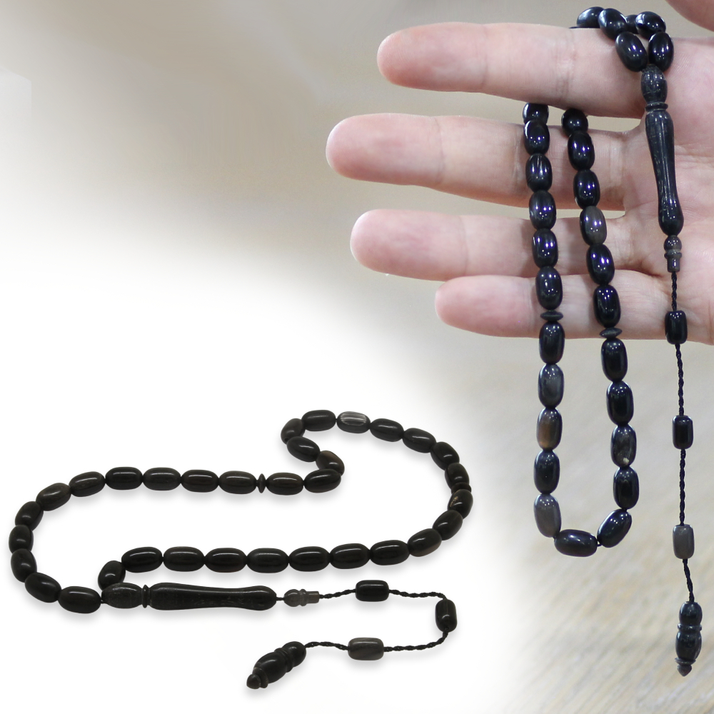 Bufalo Boynuzu Tesbih - Sistemli - Siyah Renk - Kapsül Kesim - 1