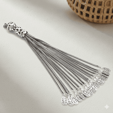 Buğday Tasarım 16 lı Uzun Kamçı 925 Ayar Gümüş Püskül - Tesbihane