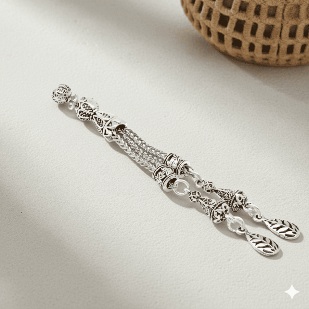 Buğday Temalı Foxtail Zincirli Çift Kamçılı Kararmaz Metal Püskül - 1