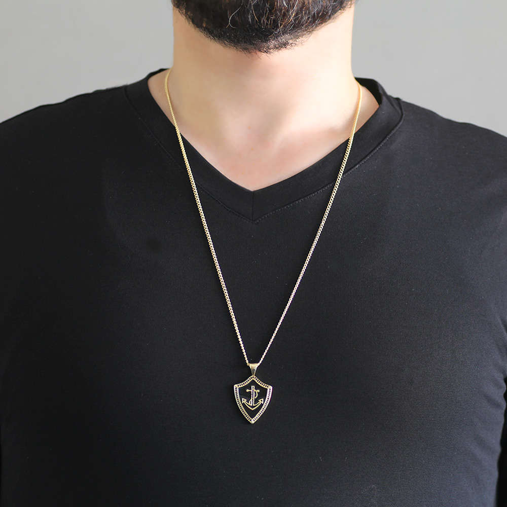 Çapa Tasarım Gold Renk Zincir Pirinç Bay Kolye - 2