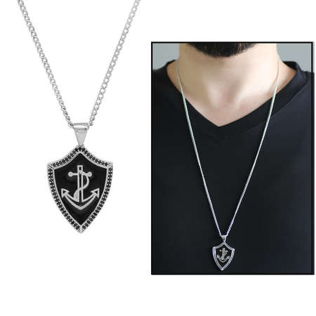 Çapa Tasarım Gümüş Renk Zincir Pirinç Bay Kolye - Tesbihane