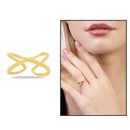 Cats Eye Tasarım Altın Renk Ayarlanabilir Ölçü 925 Ayar Gümüş Kadın Yüzük - Tesbihane