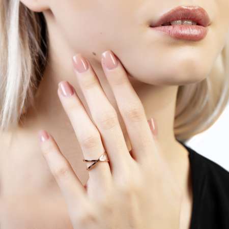 Cats Eye Tasarım Rose Renk Ayarlanabilir Ölçü 925 Ayar Gümüş Kadın Yüzük - Tesbihane