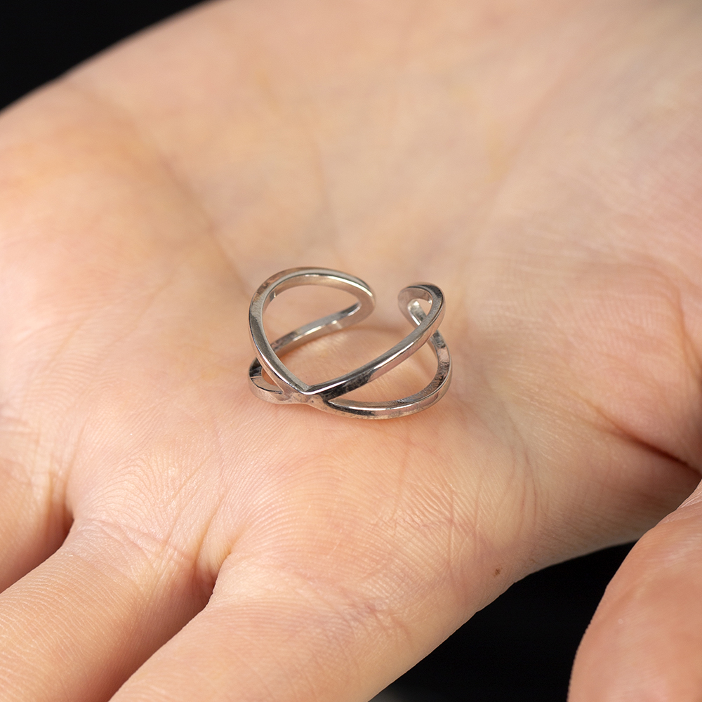 Cats Eye Tasarım Gümüş Renk Ayarlanabilir Ölçü 925 Ayar Gümüş Kadın Yüzük - 3