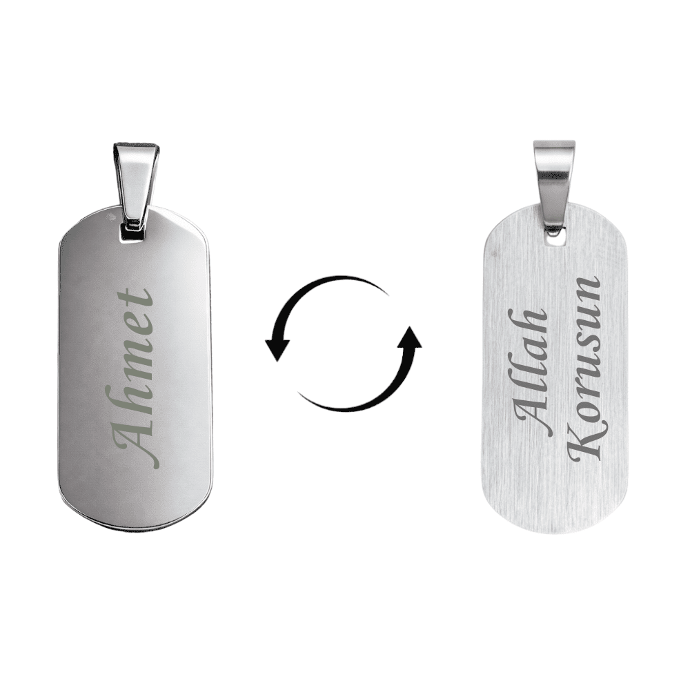 Çelik Püskül Ucu - Kişiye Özel - Dikdörtgen Tasarım - Gümüş Renk - 3