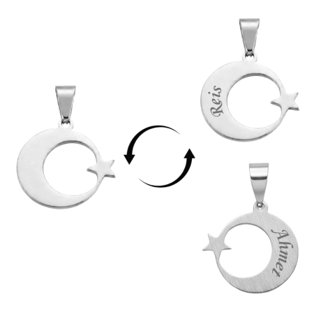 Çelik Püskül Ucu - Kişiye Özel - Gümüş Renk - Ayyıldız Tasarım - Tesbihane