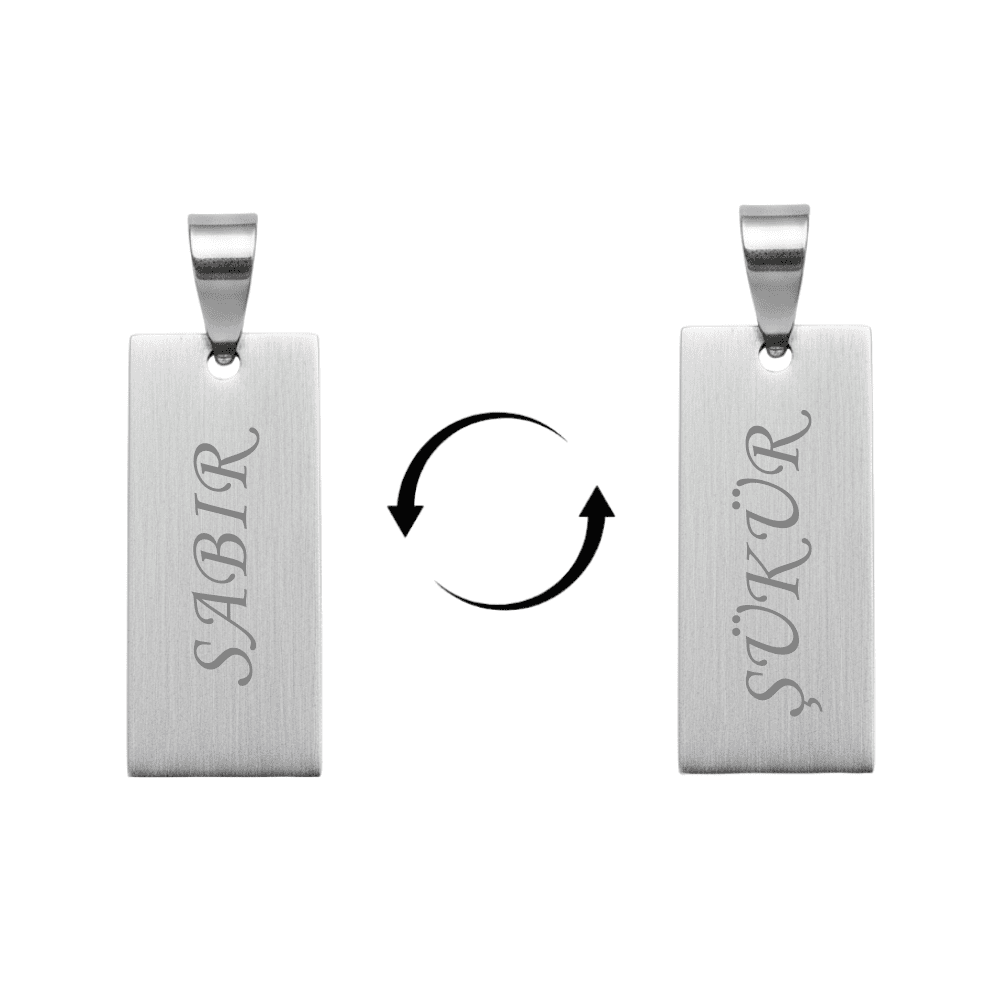 Çelik Püskül Ucu - Kişiye Özel - Gümüş Renk - Dikdörtgen Tasarım - 3