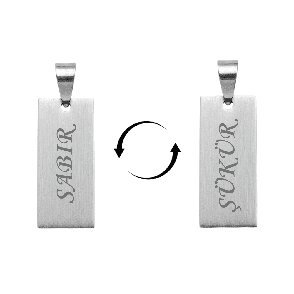 Çelik Püskül Ucu - Kişiye Özel - Gümüş Renk - Dikdörtgen Tasarım - 3