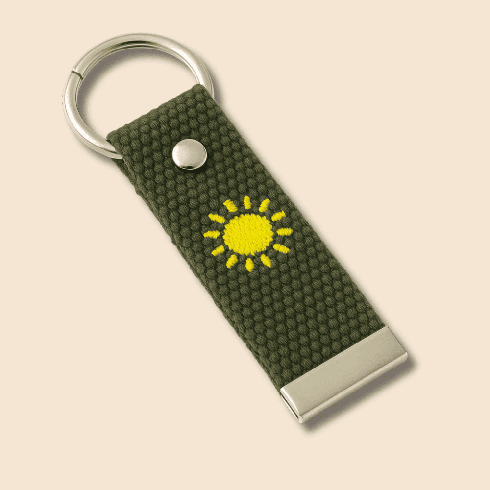 Çelik Tokalı - Kişiye Özel Anahtarlık - Haki Renk - Dayanıklı Kumaş Üzerine Harf - Sembol Nakışlı - 4