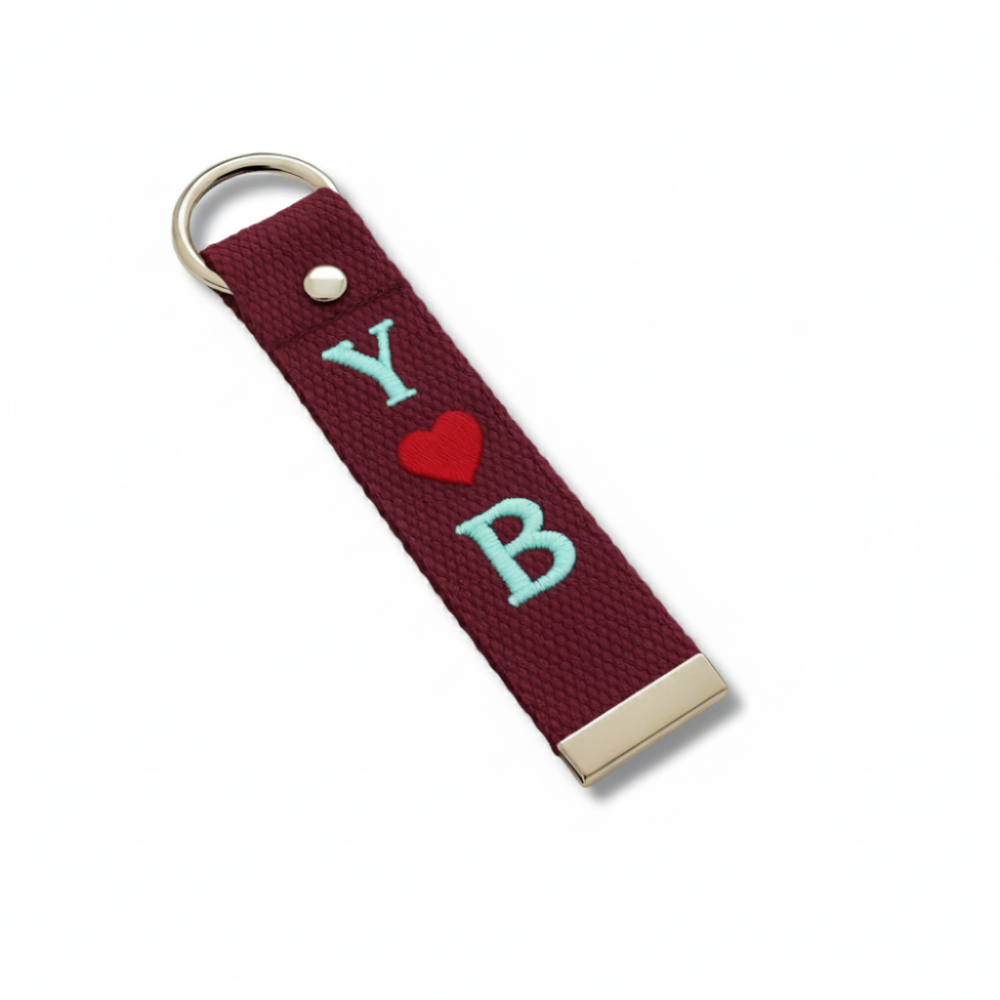 Çelik Tokalı - Öğrenciye Özel Askı Etiketi - Bordo - Dayanıklı Kumaş Üzerine 2 Harf - Sembol Nakışlı - 3