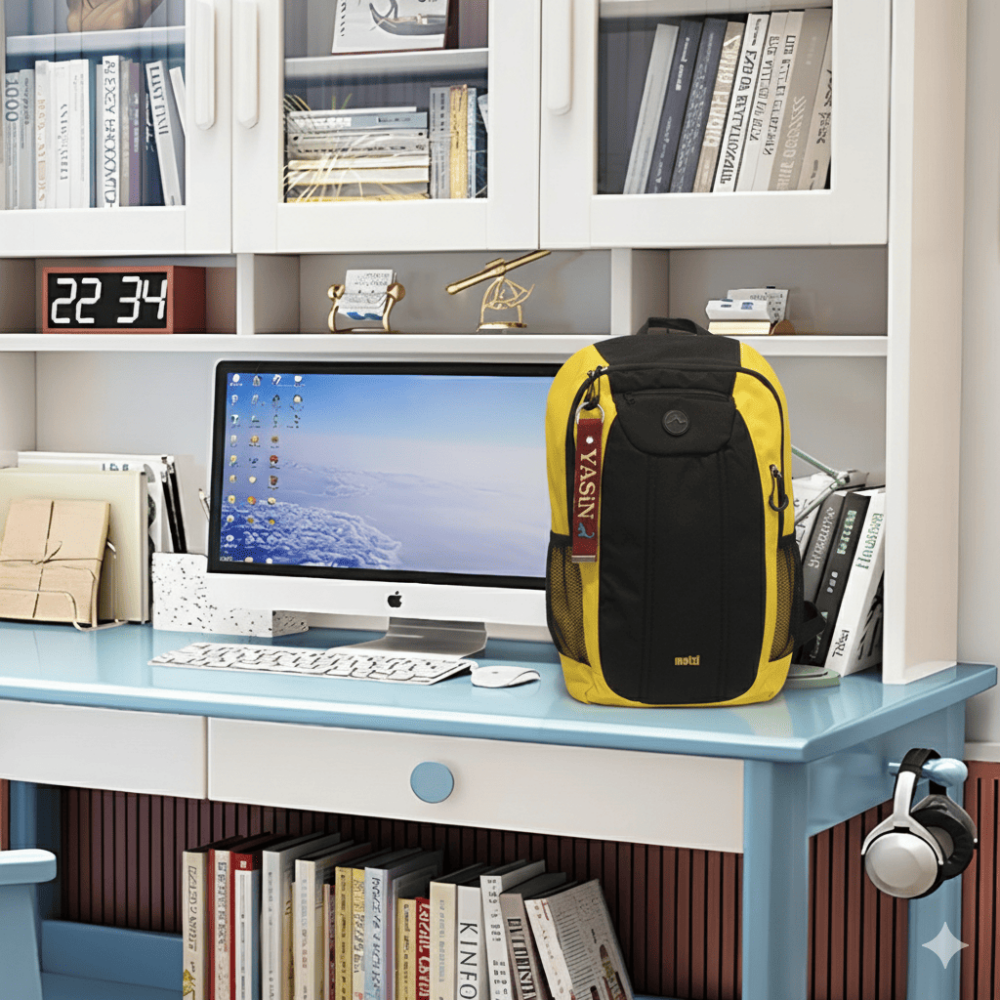 Çelik Tokalı - Öğrenciye Özel Askı Etiketi - Bordo - Dayanıklı Kumaş Üzerine İsim - Sembol Nakışlı - 3