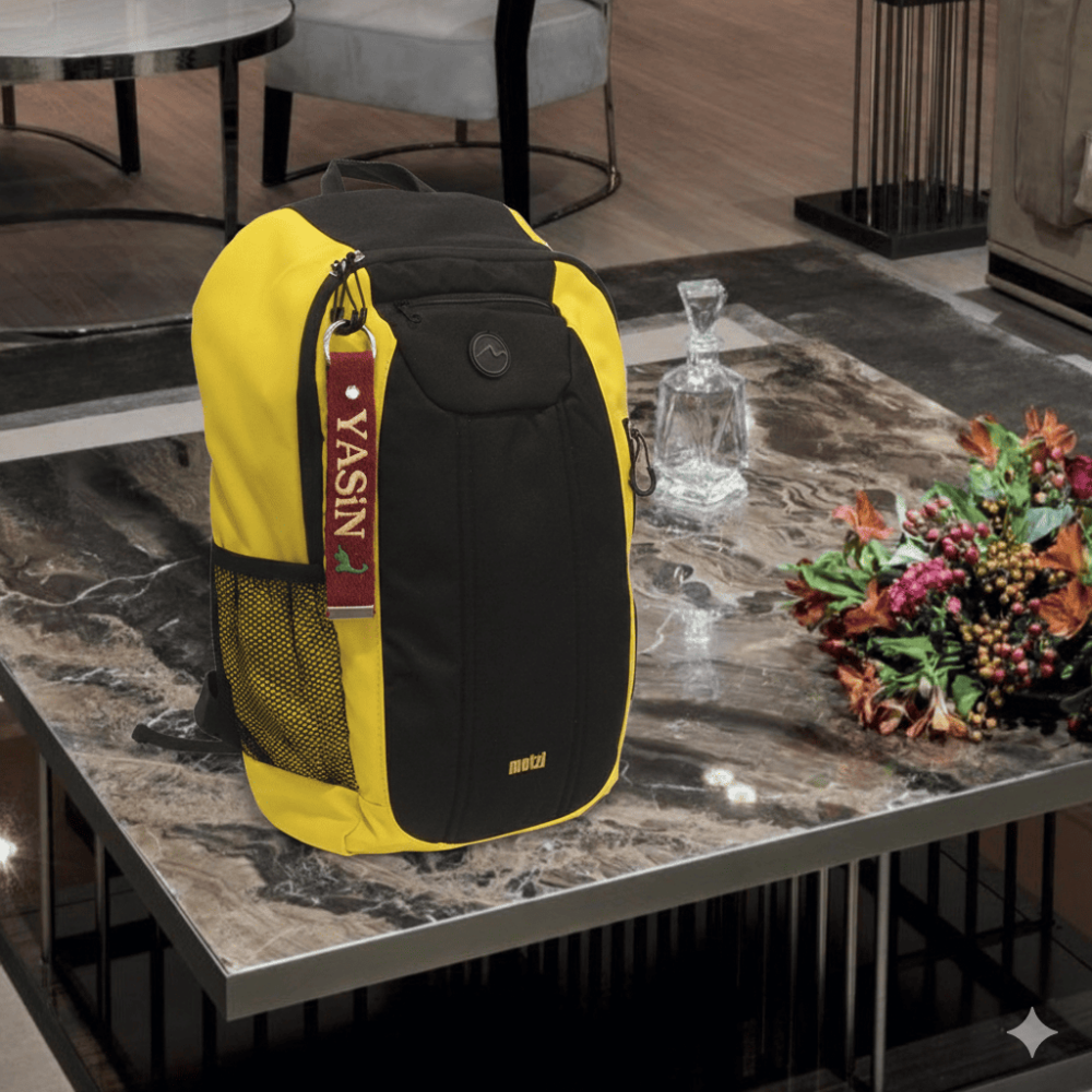 Çelik Tokalı - Öğrenciye Özel Askı Etiketi - Bordo - Dayanıklı Kumaş Üzerine İsim - Sembol Nakışlı - 5