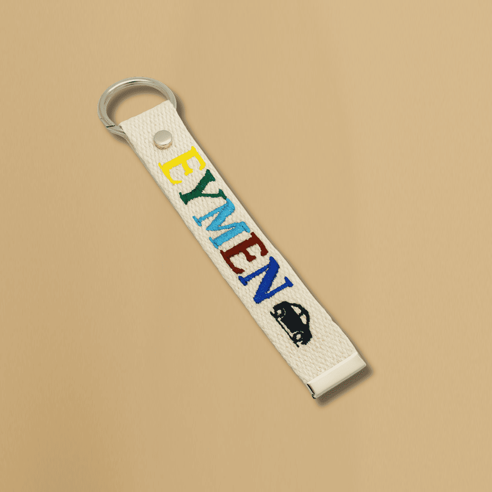 Çelik Tokalı - Öğrenciye Özel Askı Etiketi - Ekru - Dayanıklı Kumaş Üzerine İsim - Sembol Nakışlı - 1