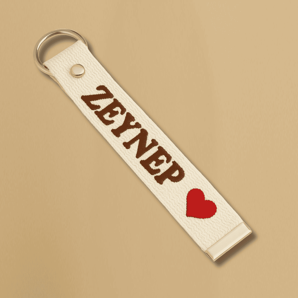 Çelik Tokalı - Öğrenciye Özel Askı Etiketi - Ekru - Dayanıklı Kumaş Üzerine İsim - Sembol Nakışlı - 6