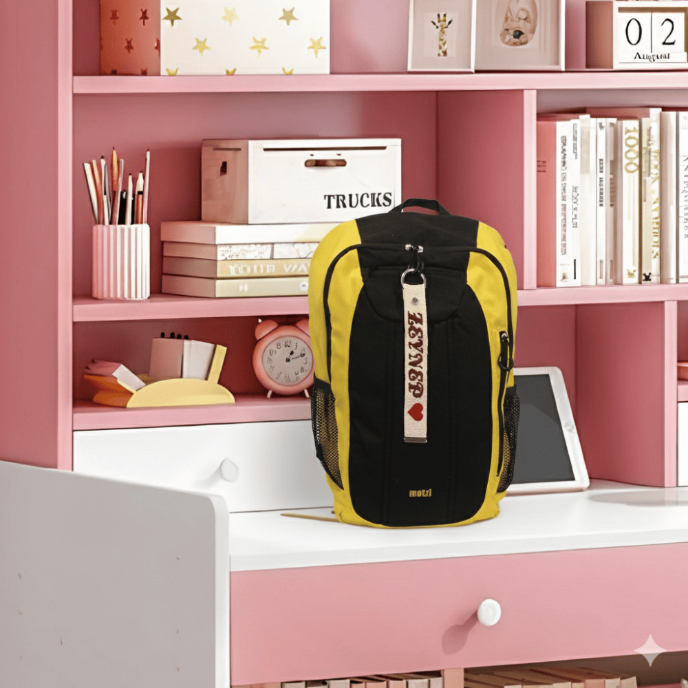 Çelik Tokalı - Öğrenciye Özel Askı Etiketi - Ekru - Dayanıklı Kumaş Üzerine İsim - Sembol Nakışlı - 8