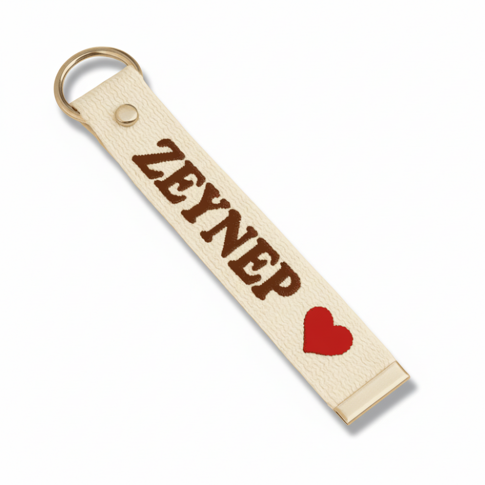 Çelik Tokalı - Öğrenciye Özel Askı Etiketi - Ekru - Dayanıklı Kumaş Üzerine İsim - Sembol Nakışlı - 4