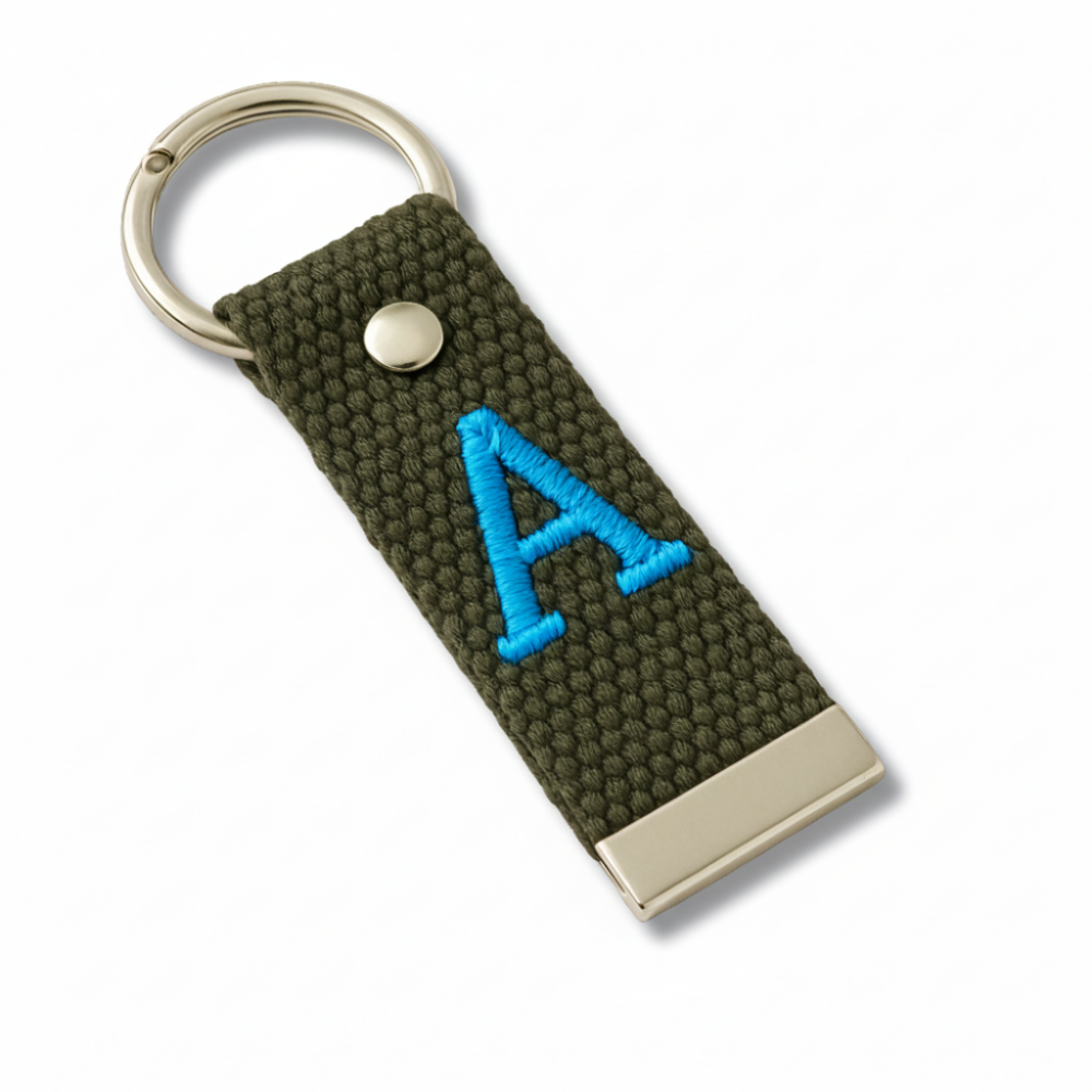 Çelik Tokalı - Öğrenciye Özel Askı Etiketi - Haki - Dayanıklı Kumaş Üzerine Harf - Sembol Nakışlı - 3