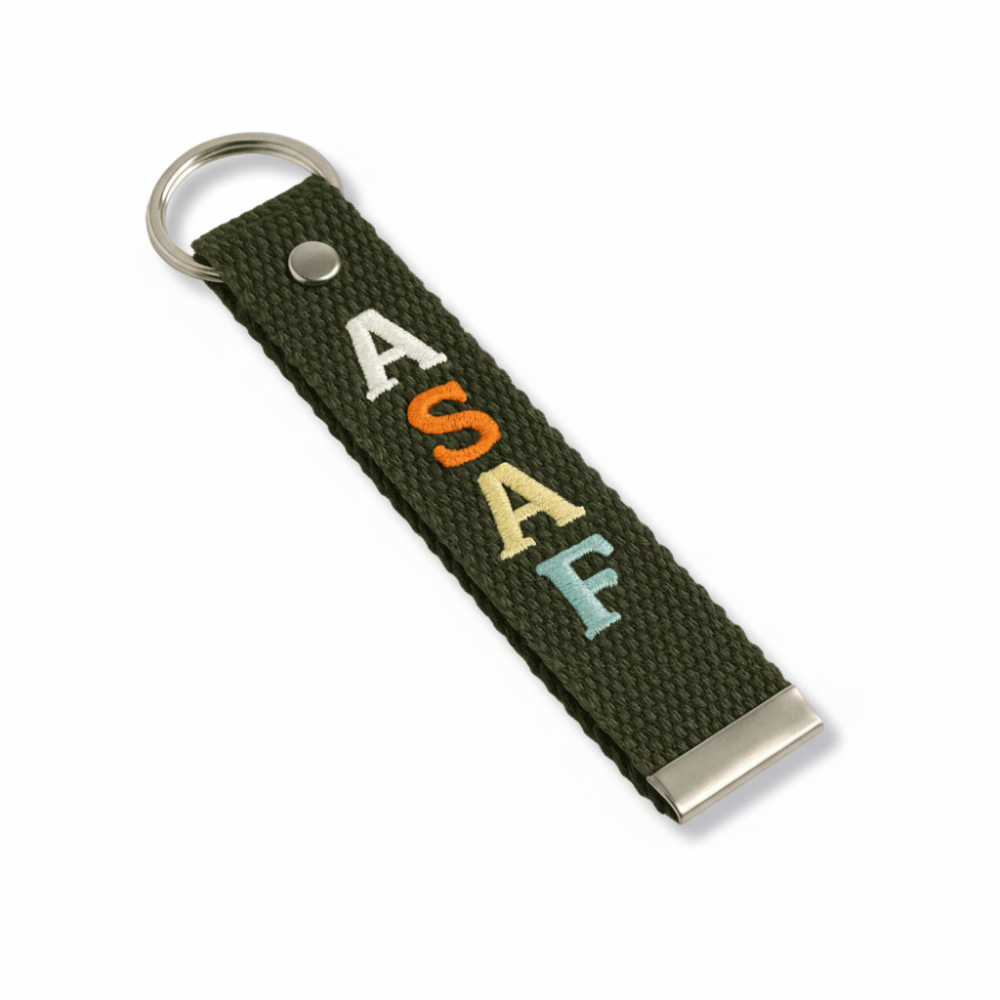 Çelik Tokalı - Öğrenciye Özel Askı Etiketi - Haki - Dayanıklı Kumaş Üzerine İsim - Sembol Nakışlı - 4