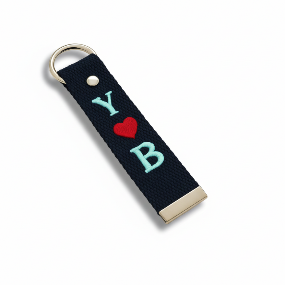 Çelik Toka - Öğrenciye Özel Askı Etiketi - Lacivert - Dayanıklı Kumaş Üzeri 2 Harf - Sembol Nakışlı - 4