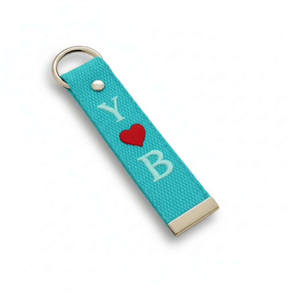 Çelik Tokalı - Öğrenciye Özel Askı Etiketi - Turkuaz - Dayanıklı Kumaş Üzeri 2 Harf - Sembol Nakışlı - 2