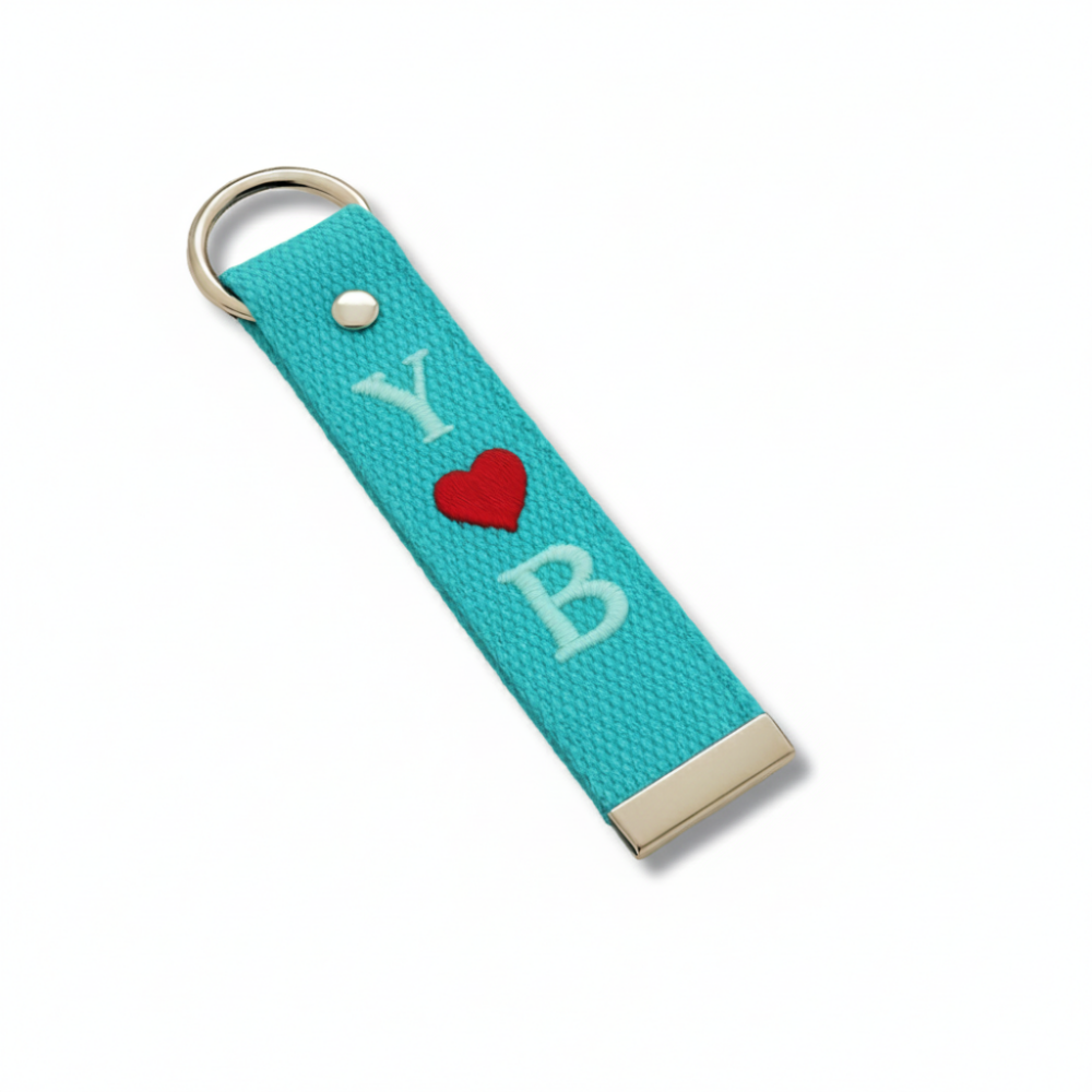 Çelik Tokalı - Öğrenciye Özel Askı Etiketi - Turkuaz - Dayanıklı Kumaş Üzeri 2 Harf - Sembol Nakışlı - 3