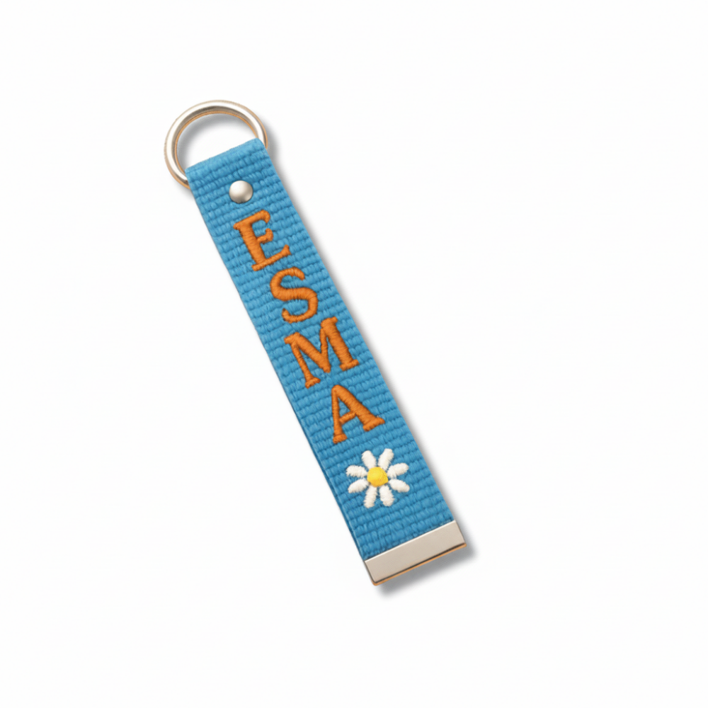 Çelik Tokalı - Öğrenciye Özel Askı Etiketi - Turkuaz - Dayanıklı Kumaş Üzerine İsim - Sembol Nakışlı - 4