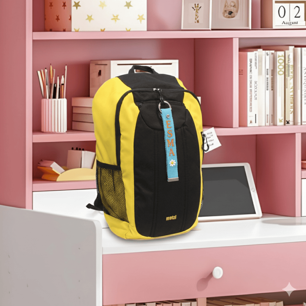 Çelik Tokalı - Öğrenciye Özel Askı Etiketi - Turkuaz - Dayanıklı Kumaş Üzerine İsim - Sembol Nakışlı - 2