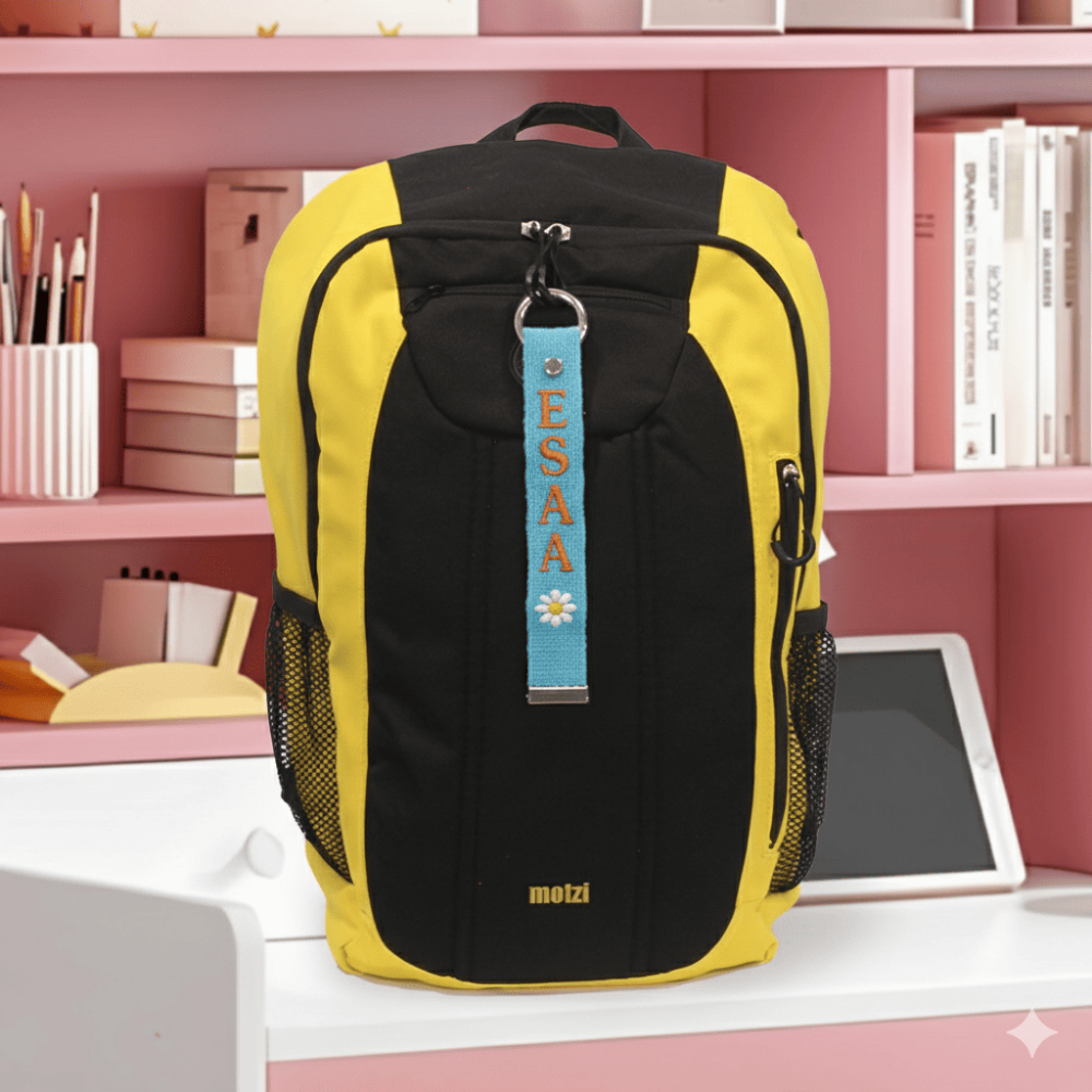 Çelik Tokalı - Öğrenciye Özel Askı Etiketi - Turkuaz - Dayanıklı Kumaş Üzerine İsim - Sembol Nakışlı - 3