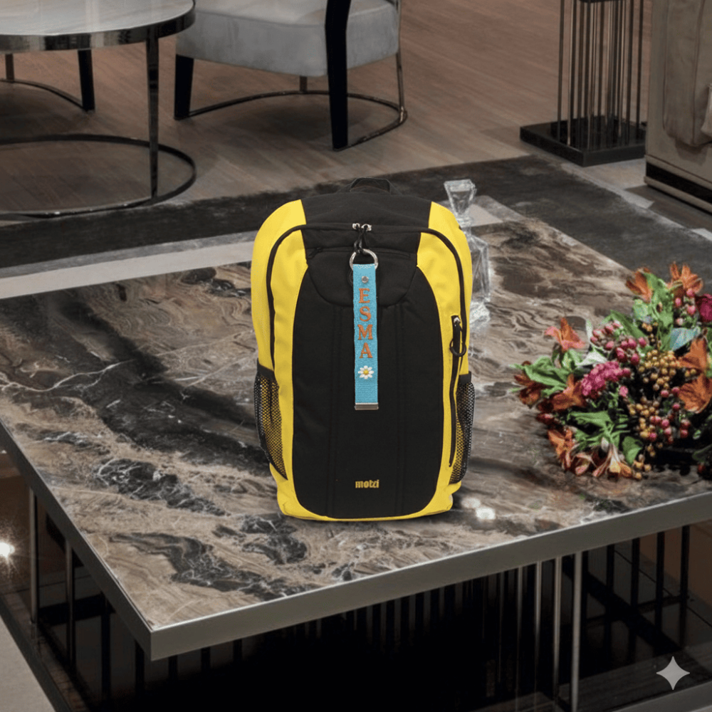 Çelik Tokalı - Öğrenciye Özel Askı Etiketi - Turkuaz - Dayanıklı Kumaş Üzerine İsim - Sembol Nakışlı - 5