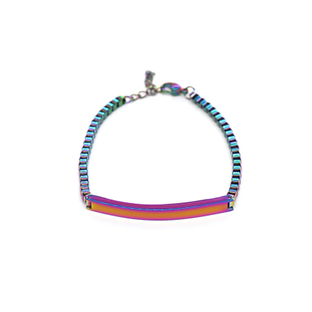 Çelik Zincirli Buz Mavi İsme Özel Yazılı Erkek Bileklik - Tesbihane